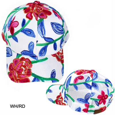 C.C FLOWER EMBROIDERED MESH BACK CAP(CC0020-BA752)